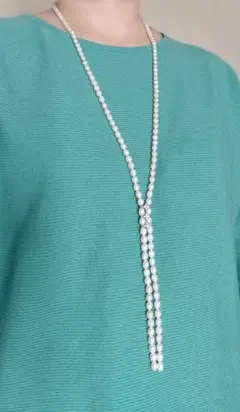 天然淡水パール・キラキラ・ロングネックレス・Y型