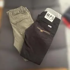 130cm GUカーキパンツMPS黒パンツ2着セット