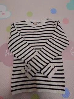 petit main ボーダー柄 長袖薄手セーター 120センチ