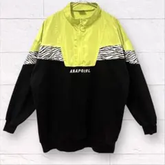 ANAPGIRL ジップアップ トレーナー 切り替えデザイン ゼブラ柄 長袖 M