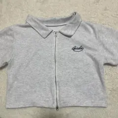 グレー ジップアップ 半袖Tシャツ