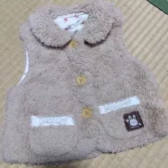 ベージュ フリース ベビーベスト 80cm