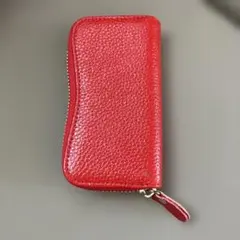 レザー 赤 ジッパー式 キーケース