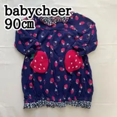 babycheer 90㎝ いちご柄ポケット　長袖ワンピース　ベイビーチアー