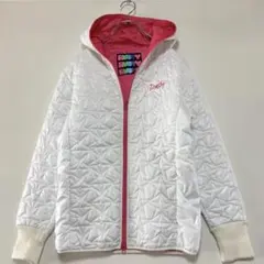 【RUSTY】 フード キルティングジャンパー カラフル 白 ピンク リブ L