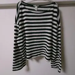 【希少XXL】H&M ボーダー オーバーサイズ サマーニット 薄手 ゆるだぼ