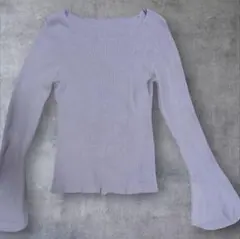 GRL 薄紫 リブ編み フレア袖 セーター