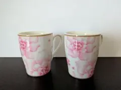 ⭐美品 NARUMI ピンク花柄 陶器製マグカップ 2個セット