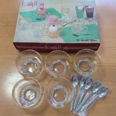 【未使用】昭和レトロ 佐々木ガラス デザートグラス 5客　パフェ かき氷のサムネイル