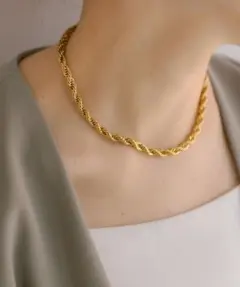 イアパピヨネ　ロープチェーンネックレス　金属アレルギー対応/ステンレス　ゴールド