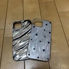 iPhoneケースセット 波模様 ハート模様