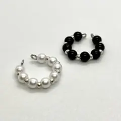 モノトーン ビーズイヤーカフ 2点セット