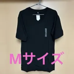 【未使用】【ユニクロ】ロングTシャツ Mサイズ　Vネック 五分袖　ブラック