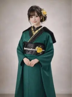 正絹 振袖 24点 フルセット グリーン系 無地 S〜Mサイズ 緑 成人式