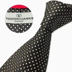 VALENTINO GARAVANI シルクネクタイ 格子柄 ドット ブラック
