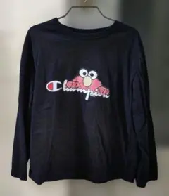 【1点のみ❗️】SHEIN　エルモ　チャンピオン　半袖Tシャツ 黒