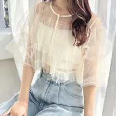 【SALE】Heatherチュールフリルブラウスのサムネイル