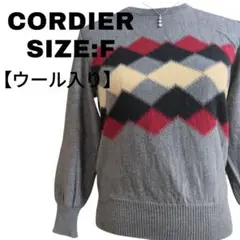 コーディア アーガイル柄 ニットセーター ウール混 古着 F