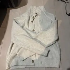 リブ編みライトグレーカーディガン　ユニクM