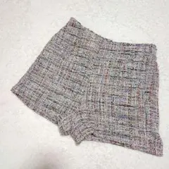 【美品】ツイードショートパンツ ウール混 ラメ入り カラフル フリーサイズ