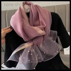 【新品】新作 ストール ショール ゴールド ライン キラキラ ピンク w