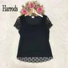 HARRODS ハロッズ　黒　半袖　レース柄　トップス　カットソー　婦人服のサムネイル