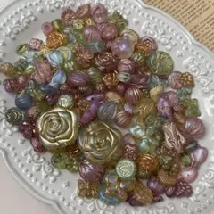 【約100g】アンティーク風アクリルビーズβ大量　おまとめ