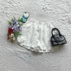 ジェラートピケ ショートパンツ フリル F ルームウェア 部屋着 ウエストゴム