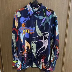 21AW　ルイヴィトン　シャツ　モノグラム　総柄　タイダイ　ネイビー サイズL 21AW ルイヴィトン シャツ モノグラム 総柄 タイダイ ネイビー サイズL