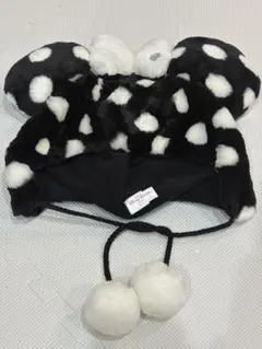 ディズニー ファンキャップ ミニー 白黒水玉リボン