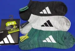 め　26-28）3P福助アディダス★靴下アンクルソックス 06E90W色番２消臭