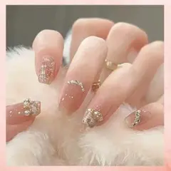 【韓国スタイル好き必見】大人可愛い ピンクブラウン ネイルチップ 韓国風