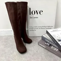 【ラスト1点】ロングブーツ L 24-24.5cm ブラウン PUレザー 厚底