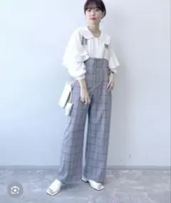 JEANASIS チェックワイドサロペット
