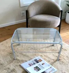 ガラステーブル　センターテーブル　レトロ 一人暮らし　二人暮らし　モダン　棚付き