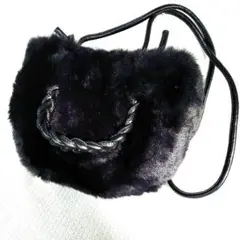 黒フェイクファー小型トートバッグ ショルダーバッグ
