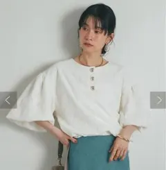 新品未使用ダグ付き　2WAY レース刺繍 パフスリーブ ブラウス ホワイトのサムネイル