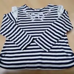 366）mezzo piano ストライプ柄長袖カットソー