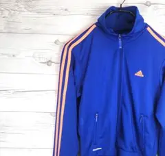 アディダス トラックトップ ジャージ ネイビー×蛍光オレンジ Lサイズ（100）