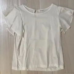 OPAQUE.CLIP フリル袖 ホワイトTシャツ