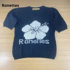 Ronettes サマーセーター ニット Vネック 花柄 黒 M