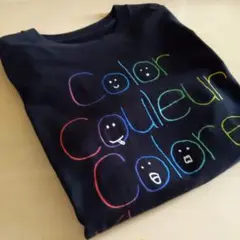 【graniph グラニフ】カラフルカラー 文字デザインブラックTシャツ男女兼用