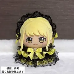 ぬい服 アンティークなフリルドレス ヘッドドレスセット ブラック×イエロー