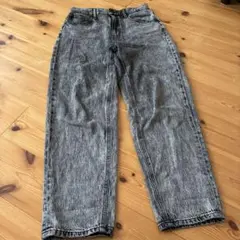 GUハイウエスト ストレートデニムパンツ グレー