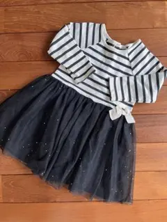 プチバトー　petit bateau ストライプ ワンピース 24m 86cm