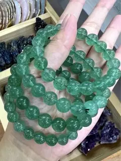 G-173★天然石 グリーンストロベリークォーツブレスレット