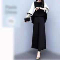 パンツスーツ　セットアップ　スッキリシルエット　柔らか素材　丸洗いオッケー