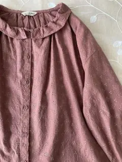 SM2サマンサモスモス ブラウン オーバーレース 刺繍 フリル ブラウス 可愛い