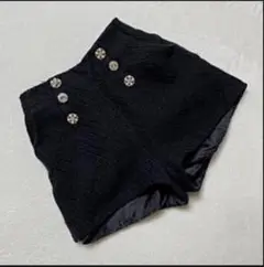 Heather ショートパンツ 黒ボタン ウール 混サイズF