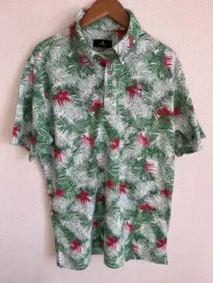 【美品】サイズLマンシング/花柄ボタニカル/半袖ポロシャツ